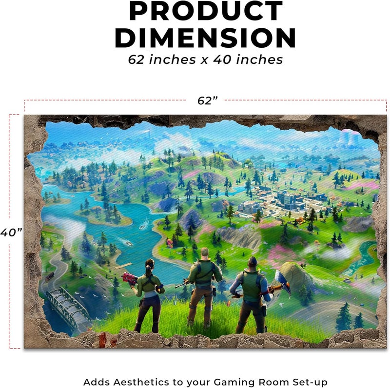 DreamController Fortnight Custom Rugs for Gamer Room (62x40inch)| Playroom Carpets Inspired by Games & Anime Decor for Gamers | Gamer Room Decor for Kids Teen Anti-Slip Gaming Mats - Image 2
